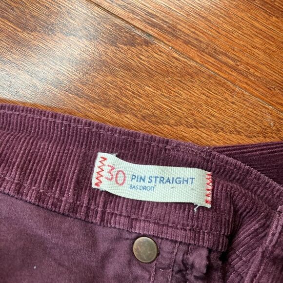 LAND’S END 30 Canvas Cords Pants Unisex Burgundy Plum Pin Straight Pants - Picture 6 of 10